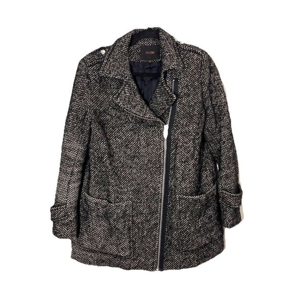 Maje Tweed Jacket Women’s 38 Wool Blend Black Moto - Picture 1 of 6
